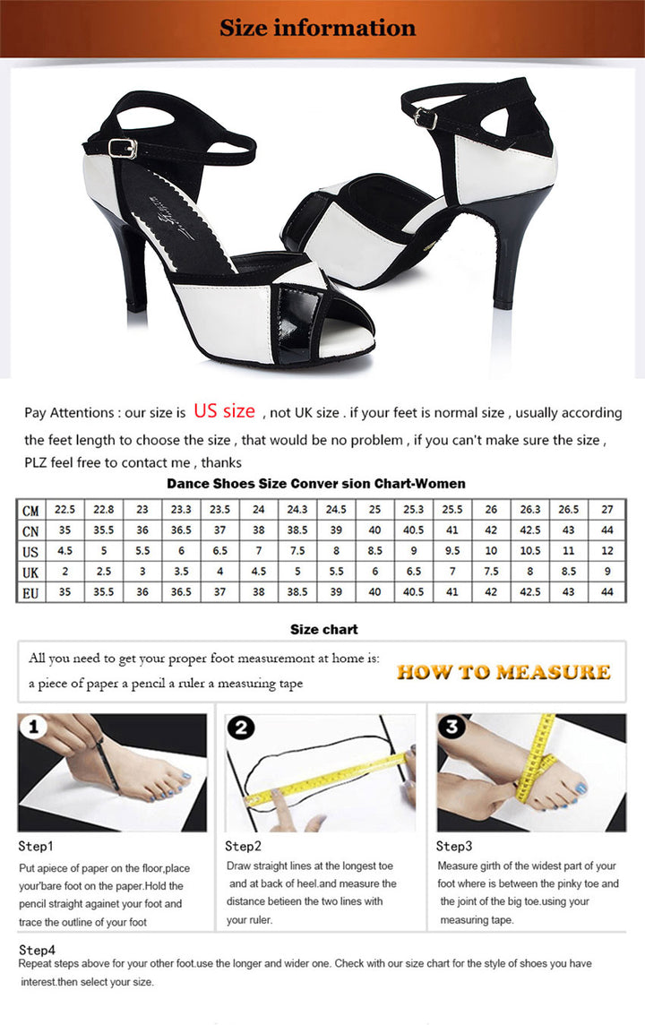 Chaussures de danse pour femme - coloris noir & blanc - Talons personnalisables: hauteurs disponibles : 6cm 7.5cm 8.5cm 10cm - Dance Store
