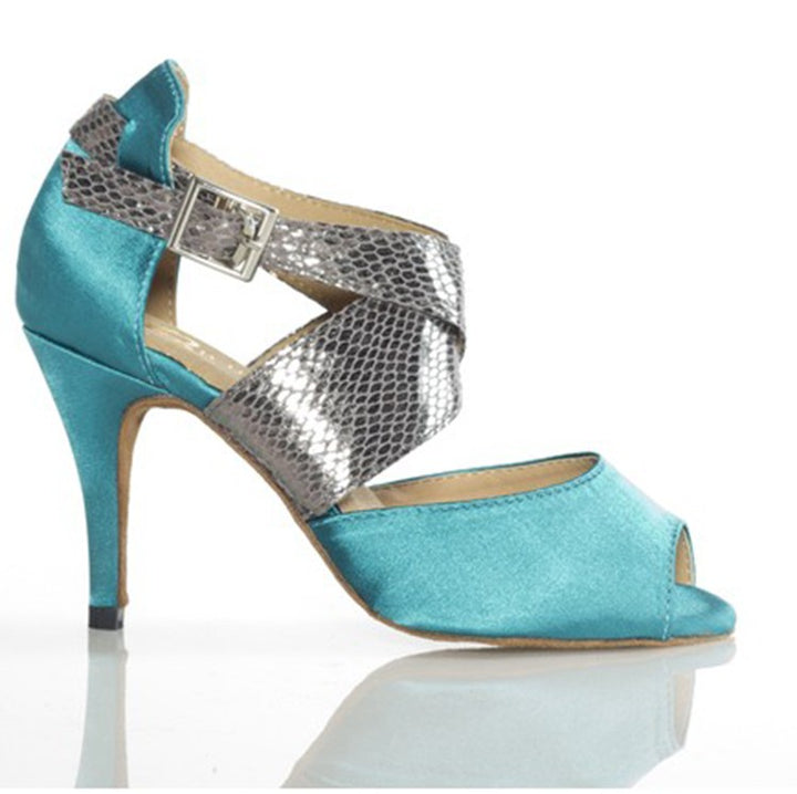 Chaussures de danse pour femme - coloris disponibles: noir ou turquoise & argent- Talons personnalisables: hauteurs disponibles 7 ou 8.5cm - Dance Store