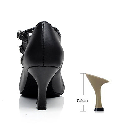Chaussures de danse en cuir pour femme - coloris: noir - Talons personnalisables plusieurs hauteurs disponibles: de 5cm à 8.3cm - Dance Store