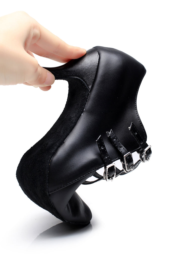 Chaussures de danse en cuir pour femme - coloris: noir - Talons personnalisables plusieurs hauteurs disponibles: de 5cm à 8.3cm - Dance Store