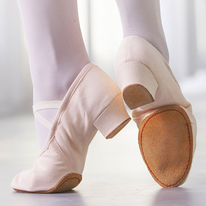 Chaussons de danse Classique demi pointes en toile à talons avec élastiques pour enfants & adultes - Hauteur de talons 4 cm - 5 coloris au choix: - Dance Store