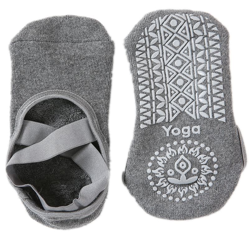 1 Paire Socquettes Chaussons anti-dérapants en coton spécial Yoga & Danse - avec élastiques et motifs fantaisie sous la chaussette - pour adulte 4 coloris au choix - Dance Store