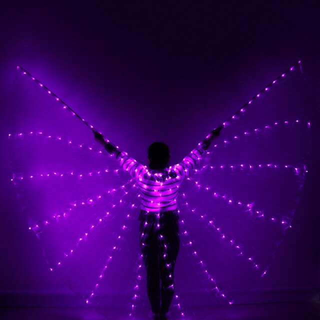 Ailes d'Isis avec lumières LED - Danse Oriental Belly Dance Costume - vendues avec bâtons - pour adulte - 6 coloris au choix - Dance Store