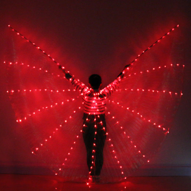 Ailes d'Isis avec lumières LED - Danse Oriental Belly Dance Costume - vendues avec bâtons - pour adulte - 6 coloris au choix - Dance Store