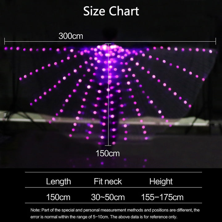 Ailes d'Isis avec lumières LED - Danse Oriental Belly Dance Costume - vendues avec bâtons - pour adulte - 6 coloris au choix - Dance Store