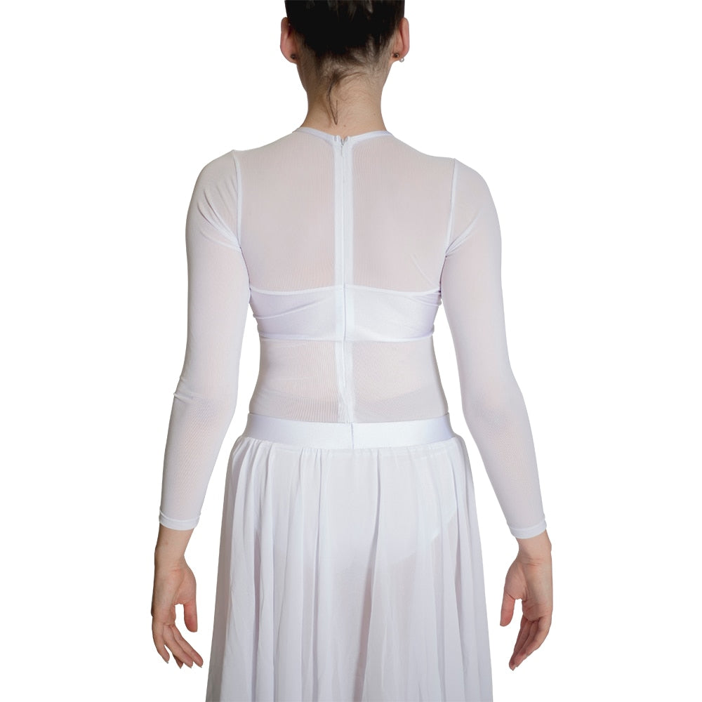 Robe Justaucorps à manches longues transparentes - haut avec transparence en mesh -  jupe en mousseline de soie  ouverte devant pour enfant & adulte - 11 couleurs disponibles - Dance Store