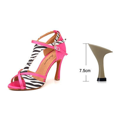Chaussures de danse pour femme coloris rose fuchsia & zèbre - Talons de 6 à 10cm