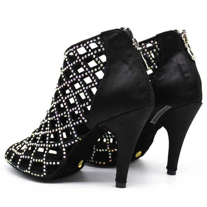 Bottines strass coloris noir Régine Talons de 6 à 10cm