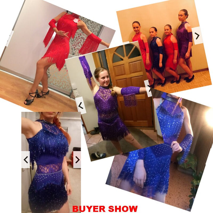 Robe de danse latine à franges sans manches