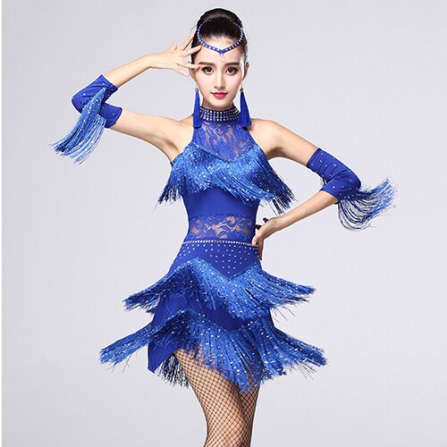 Robe de danse latine à franges sans manches