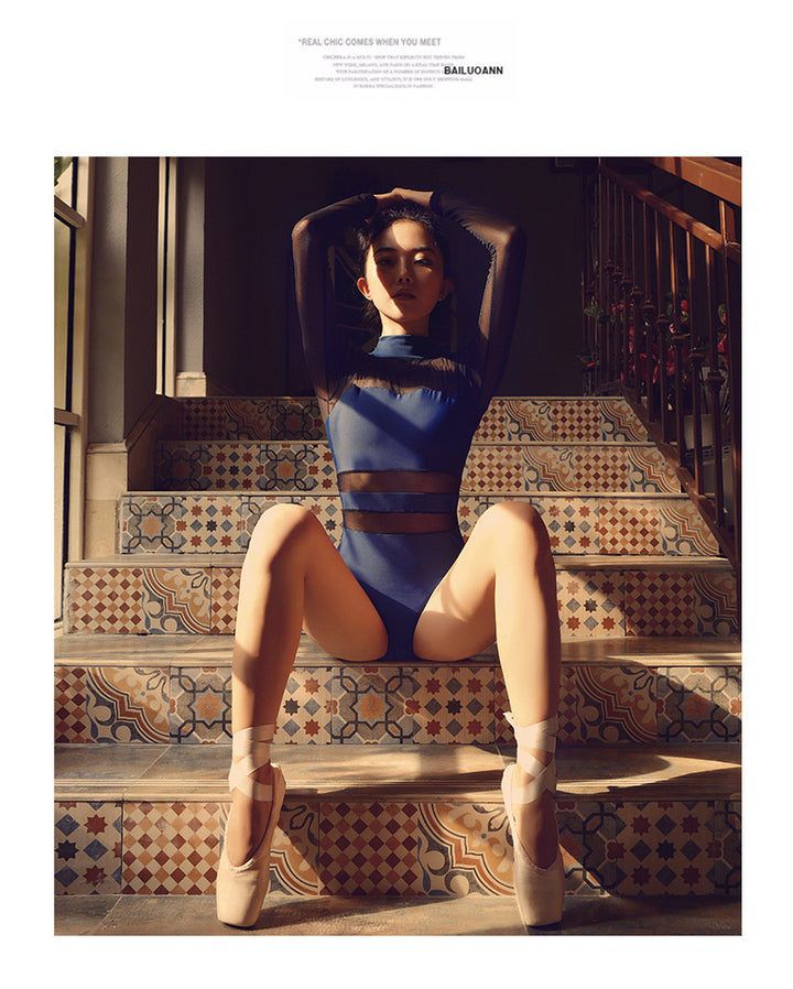 Justaucorps manches longues avec transparence Ishita