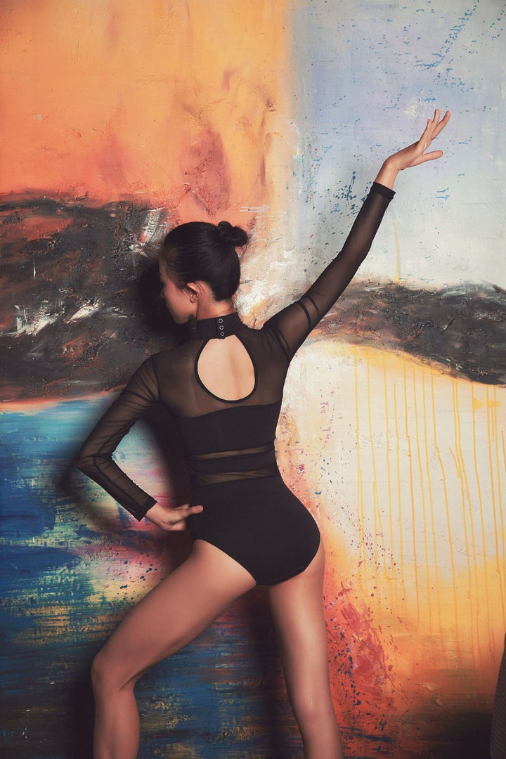 Justaucorps manches longues avec transparence Ishita