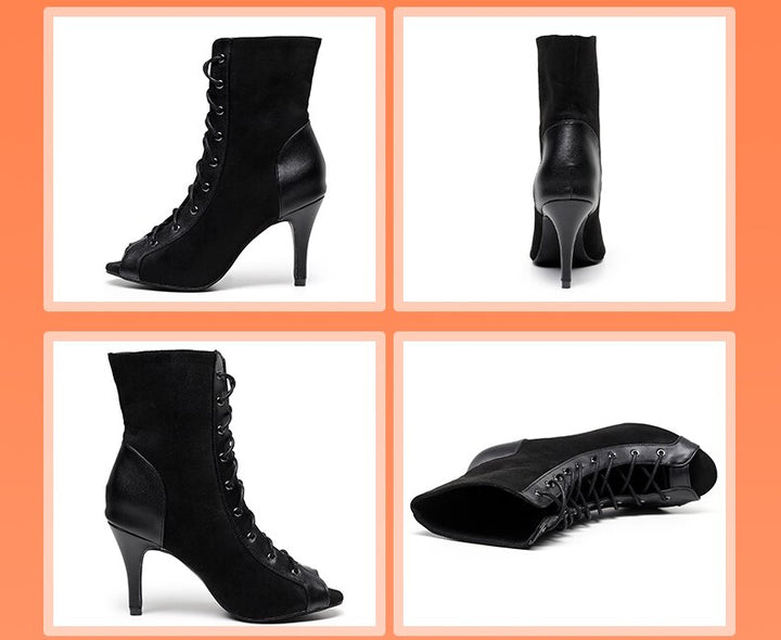 Bottines danse Marlène shiny noir Talons de 7 à 10cm