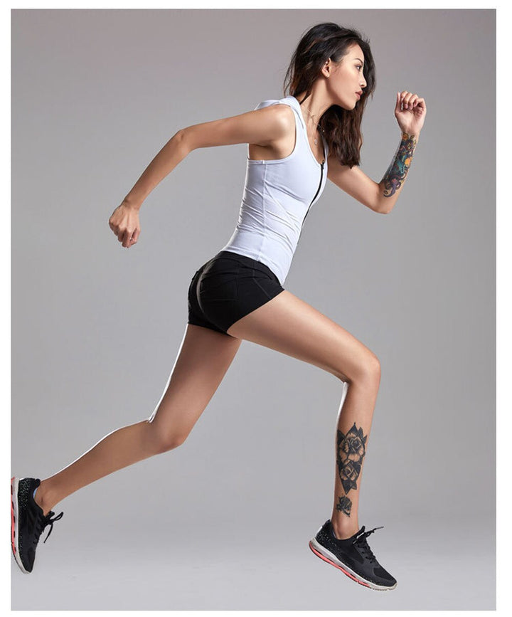 Débardeur avec capuche et zip 5 coloris au choix