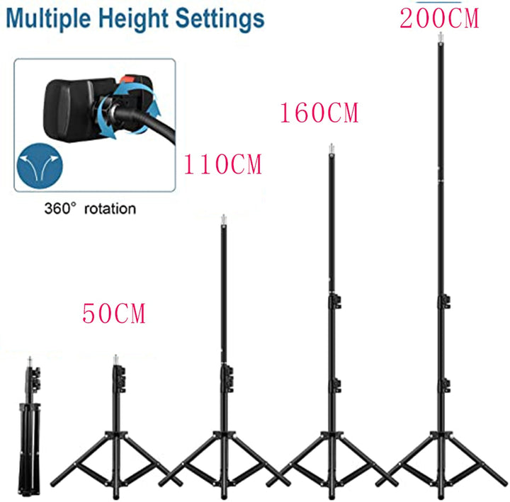 Support Trépied flexible avec Led pour smartphone de 50 à 200cm
