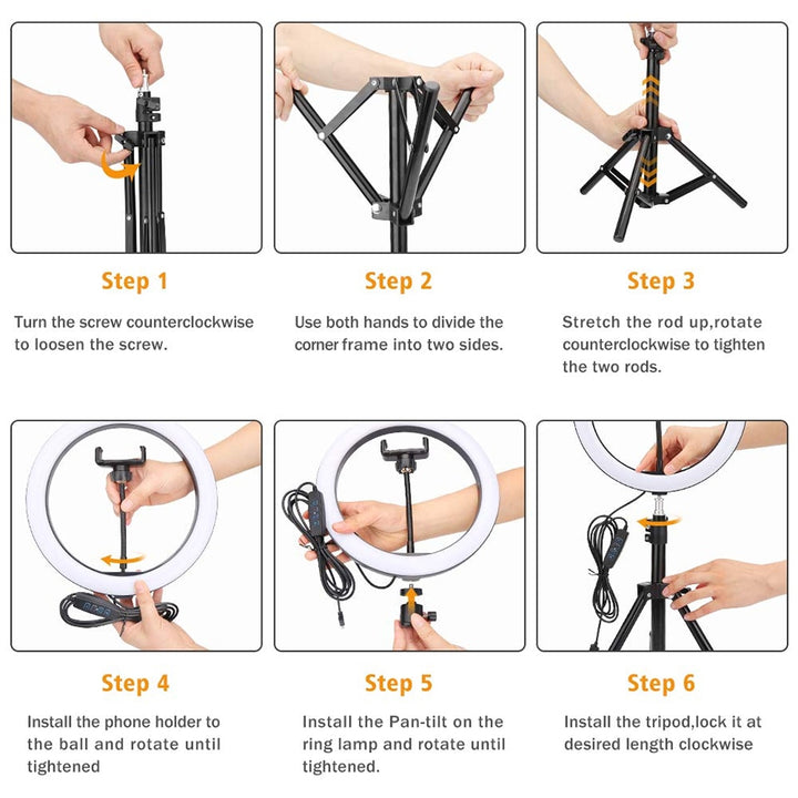 Support Trépied flexible avec Led pour smartphone de 50 à 200cm