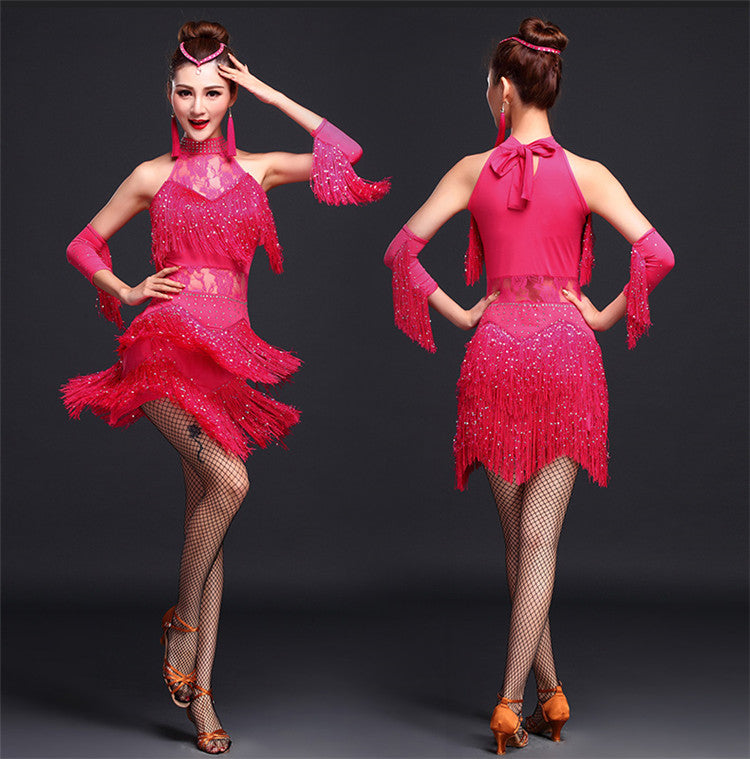Robe de danse latine à franges sans manches
