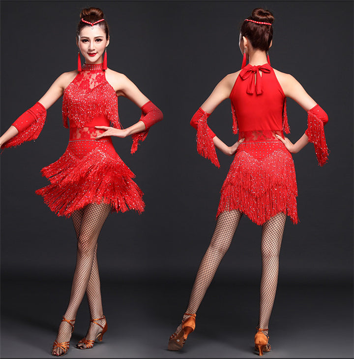 Robe de danse latine à franges sans manches