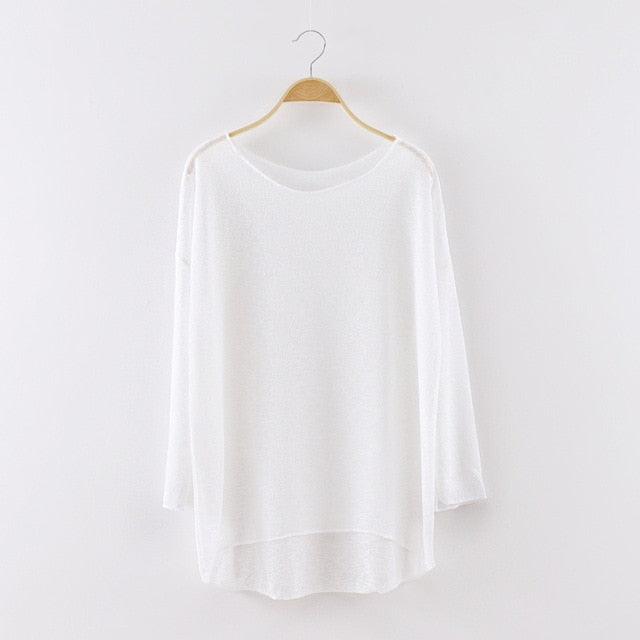 Top maille transparente manches longues Ainoa