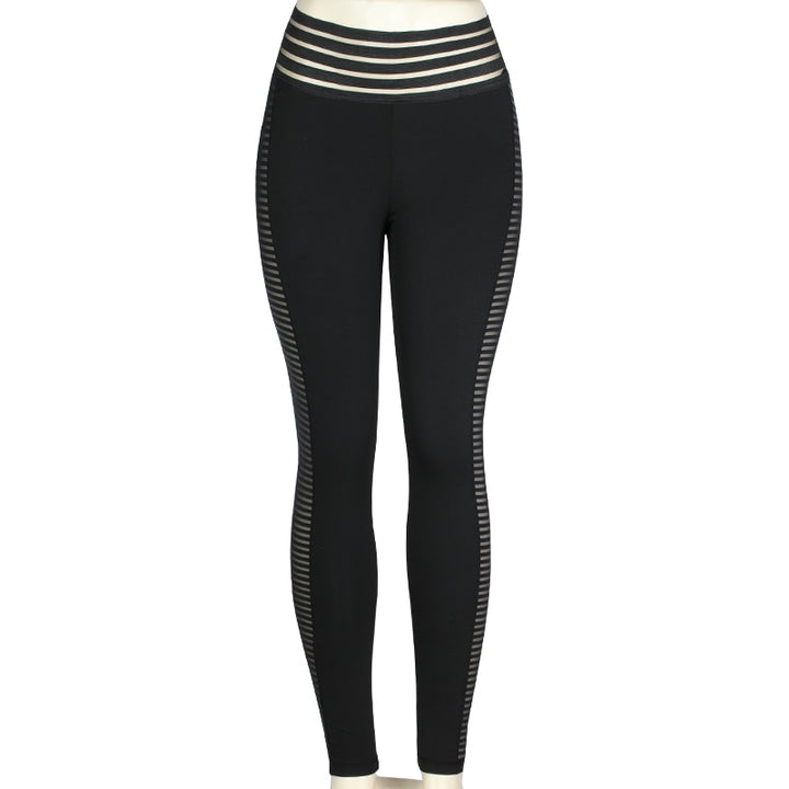 Legging noir maille fantaisie taille haute