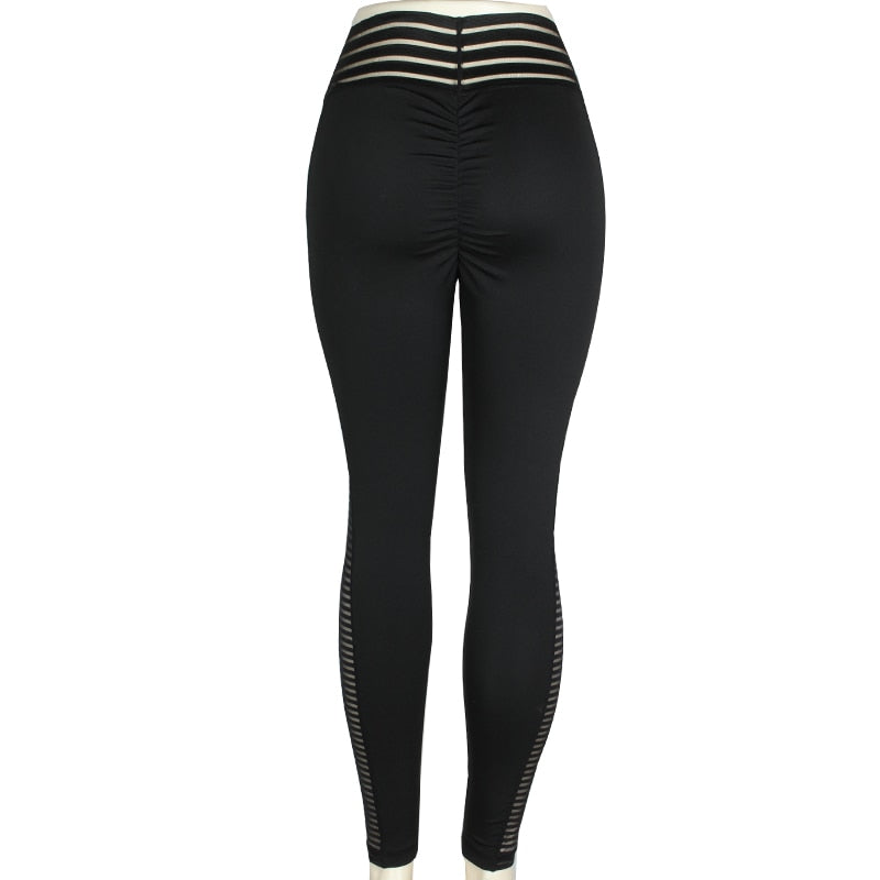Legging noir maille fantaisie taille haute