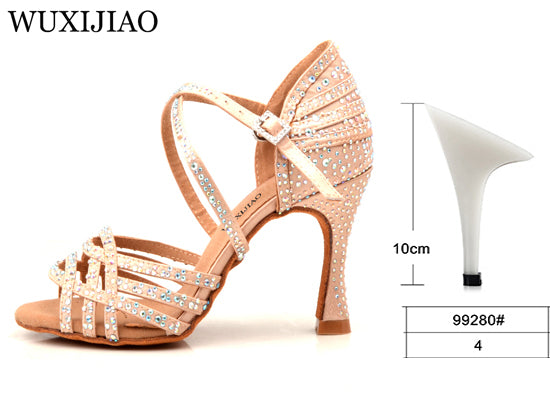 Chaussures de danse pour femme coloris chair strass - Talons 6 à 10cm