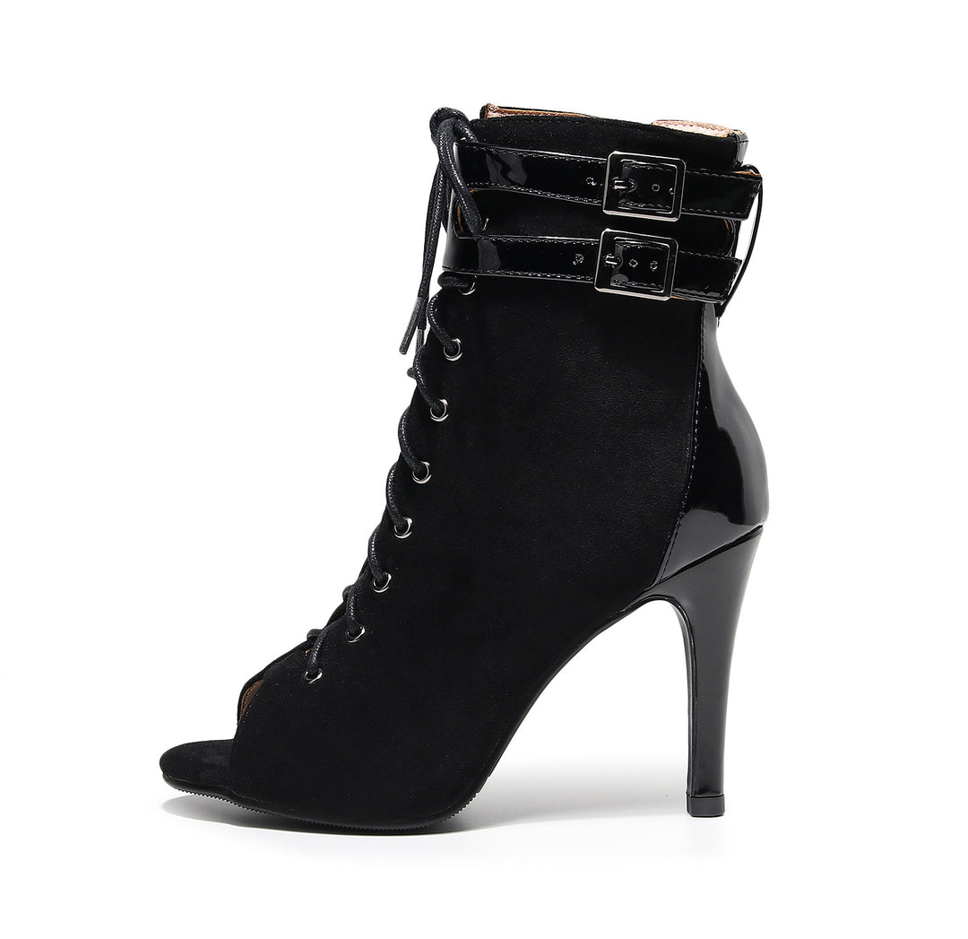 Bottines danse à lacer Laureen noir ou argent Talon de 7 à 9.5cm