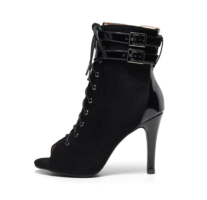 Bottines danse à lacer Laureen noir ou argent Talon de 7 à 9.5cm