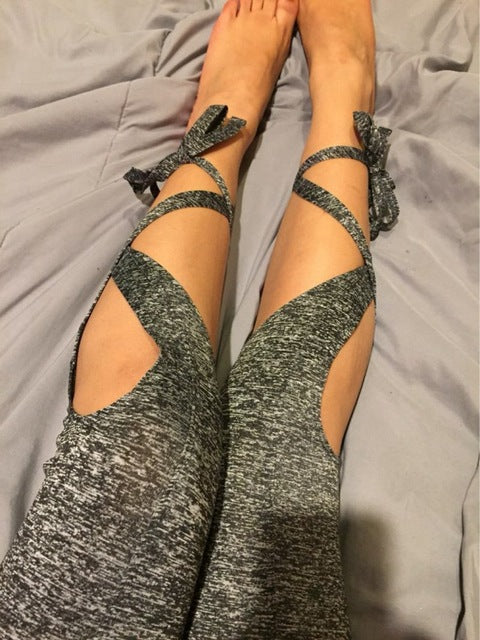 Legging avec noeuds qui entourent le bas de jambe pour adulte 2 coloris au choix: noir ou gris - Dance Store