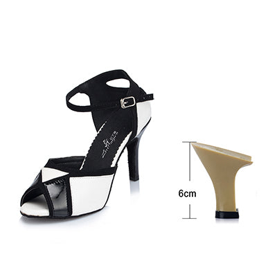 Chaussures de danse pour femme - coloris noir & blanc - Talons personnalisables: hauteurs disponibles : 6cm 7.5cm 8.5cm 10cm - Dance Store
