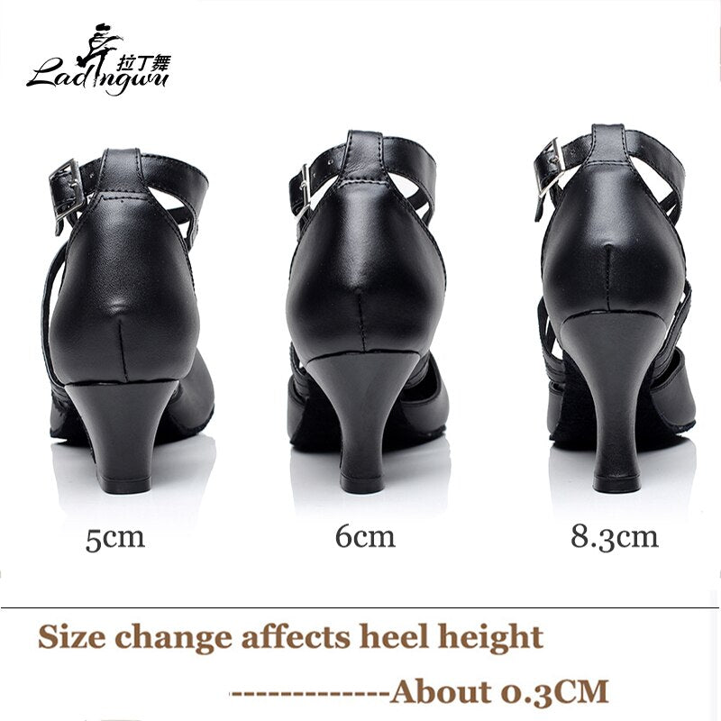 Chaussures de danse fermées en cuir coloris noir ou rouge - Talons de 5 à 8.3cm