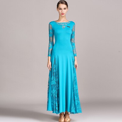 Robe longue à manches longues  - en dentelle et polyester - pour adulte - 4 couleurs disponibles: vert, rouge, bleu, noir - Dance Store