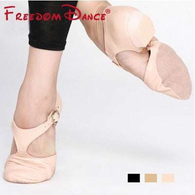 Chaussons de danse - Sneakers en cuir réglable pour danse Jazz avec petit talon pour femme - 3 coloris au choix: noir, chair, tan - Dance Store