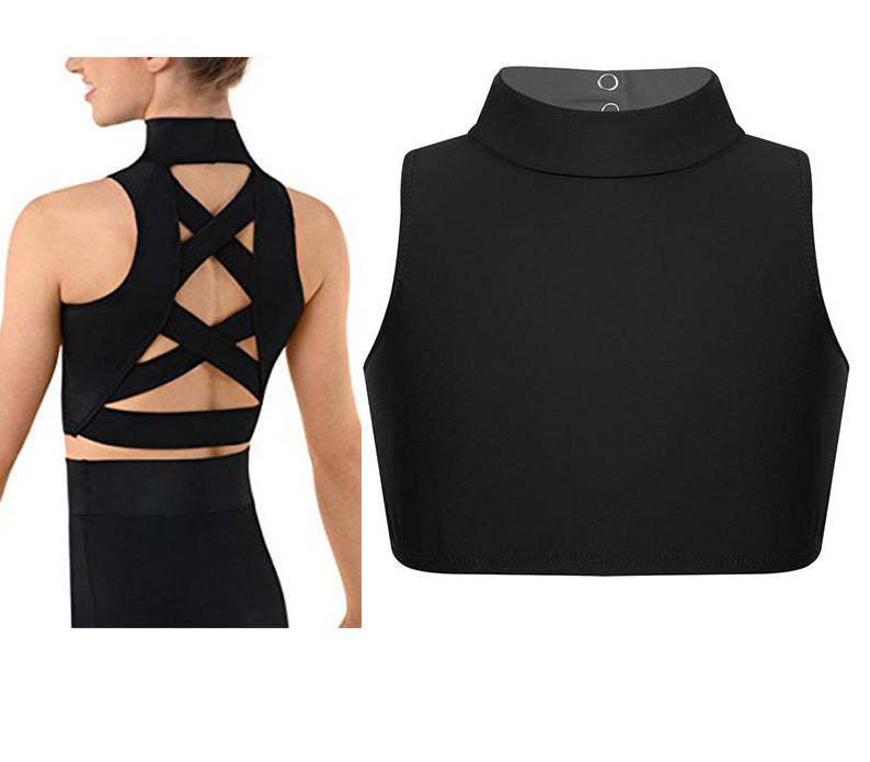 Top court sans manches col officier