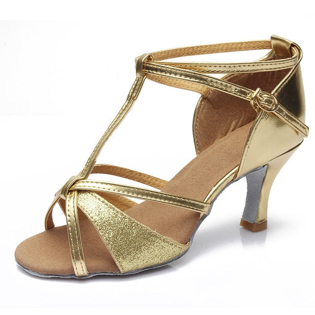 Chaussures de danse pour femme 5 coloris au choix: or, argent, noir, rouge & or, marron & or - Talons personnalisables: plusieurs hauteurs disponibles : 5 ou 7 cm - Dance Store