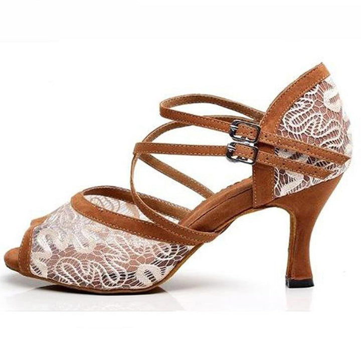 Chaussures de danse pour femme coloris beige ou noir - Talons de 6 à 8.5cm