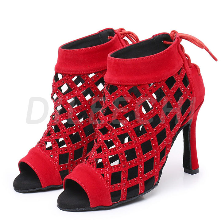 Bottines danse ajourée Noor rouge Talon 6cm T38