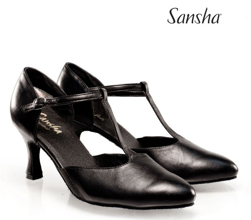 Chaussures de danse fermées en cuir Sansha talons de 7,4cm