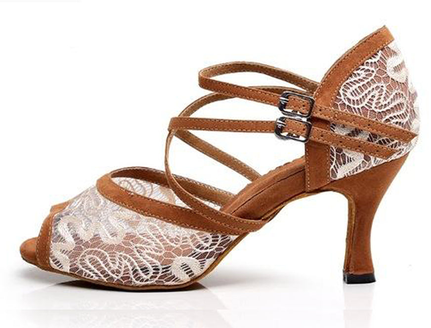 Chaussures de danse pour femme coloris beige ou noir - Talons de 6 à 8.5cm